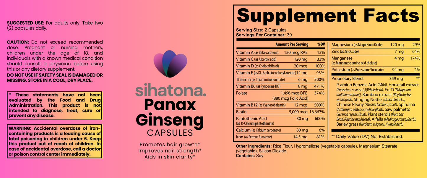 Sihatona® Panax Ginseng + Rhodiola Rosea Capsules